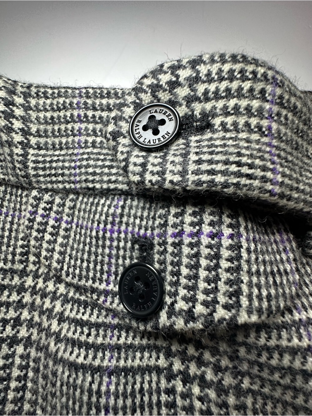 Lauren Ralph Lauren Black Ivory Glen Plaid Wide Leg Trousers 22W Lavender Accent - Picture 11 of 13